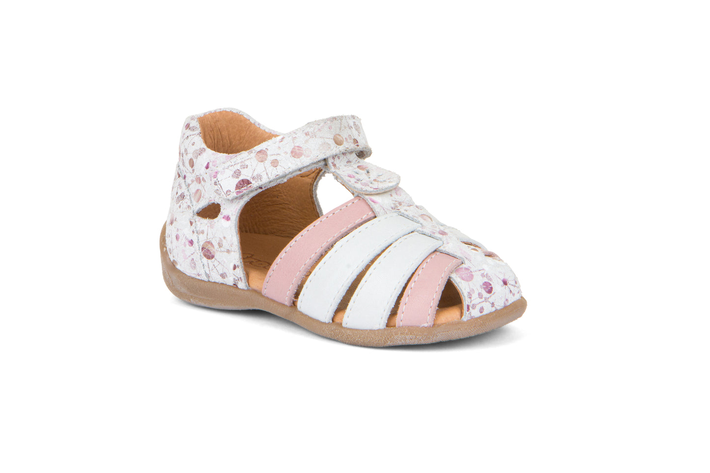 Carte White Fuxia Flowers Leather Toddler Sandal