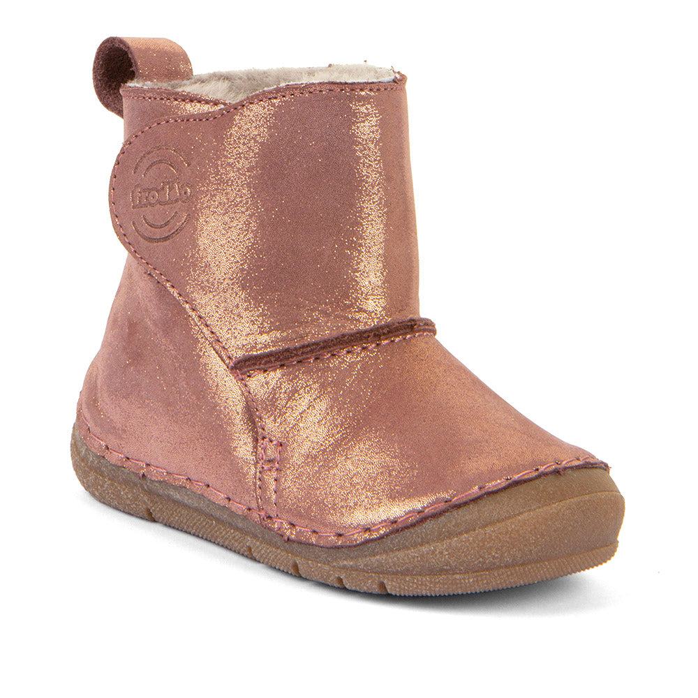 Paix Up Warm Lined Pink Gold Leather Winter Boot