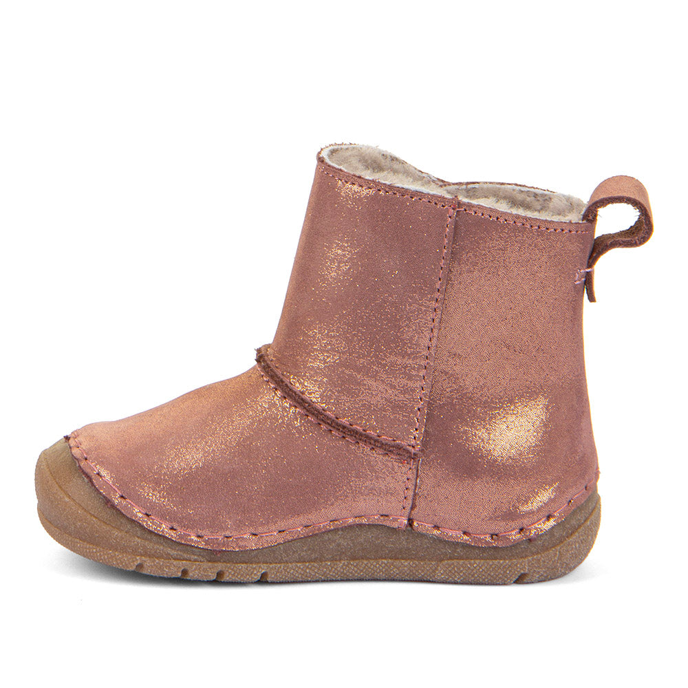 Paix Up Warm Lined Pink Gold Leather Winter Boot