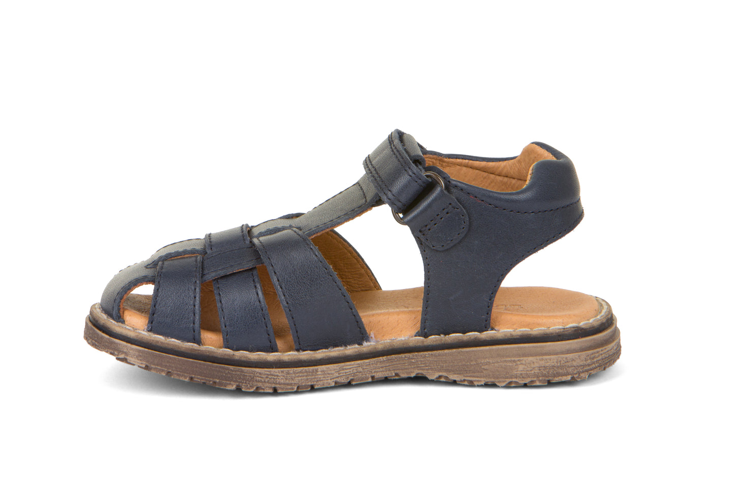 Daros Navy Leather Closed Toe Fisherman Sandal