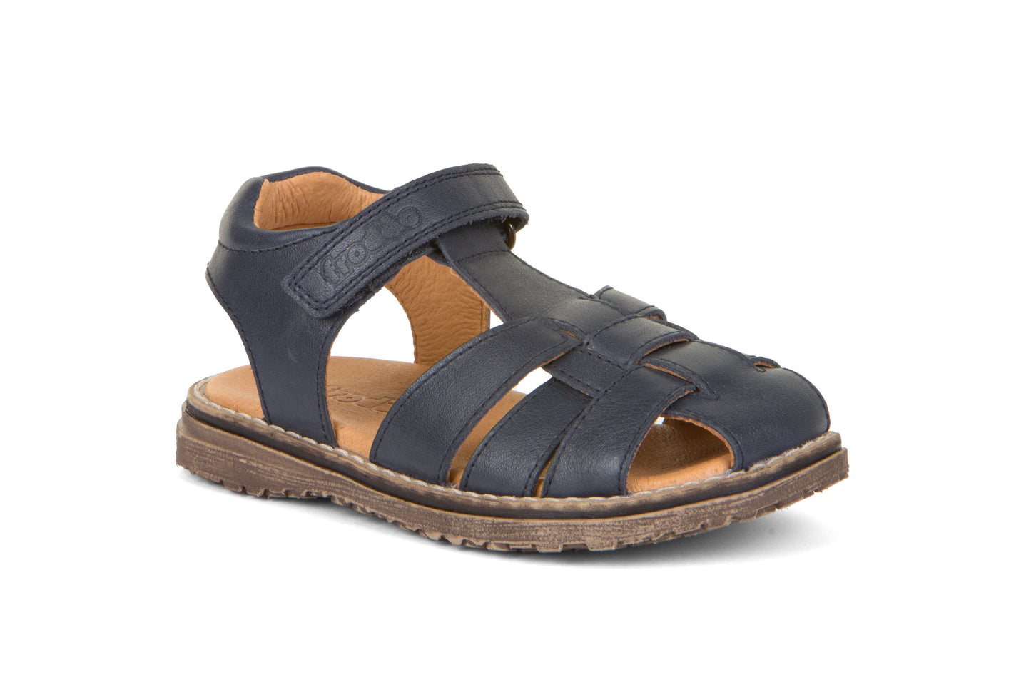 Daros Navy Leather Closed Toe Fisherman Sandal
