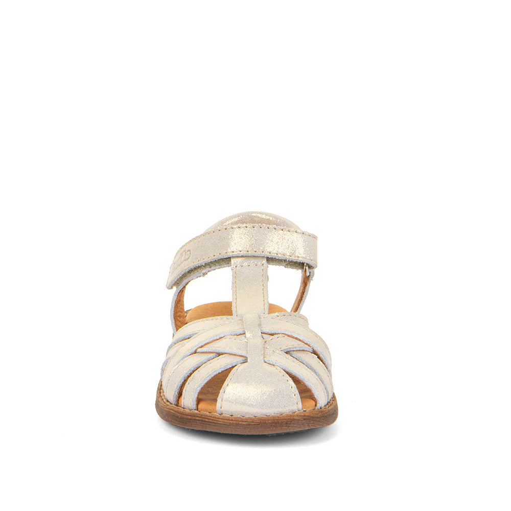 Gold Shine Leather Closed Toe Gladiator Sandal