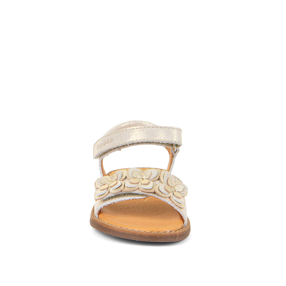 Gold Shine Leather Flower Sandal