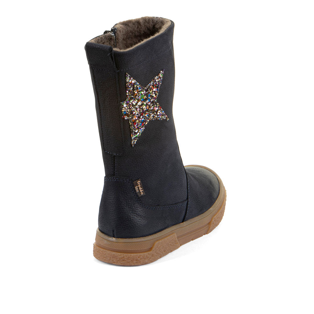 Pulse Tex Waterproof Wool Lined Navy Leather Star Boots