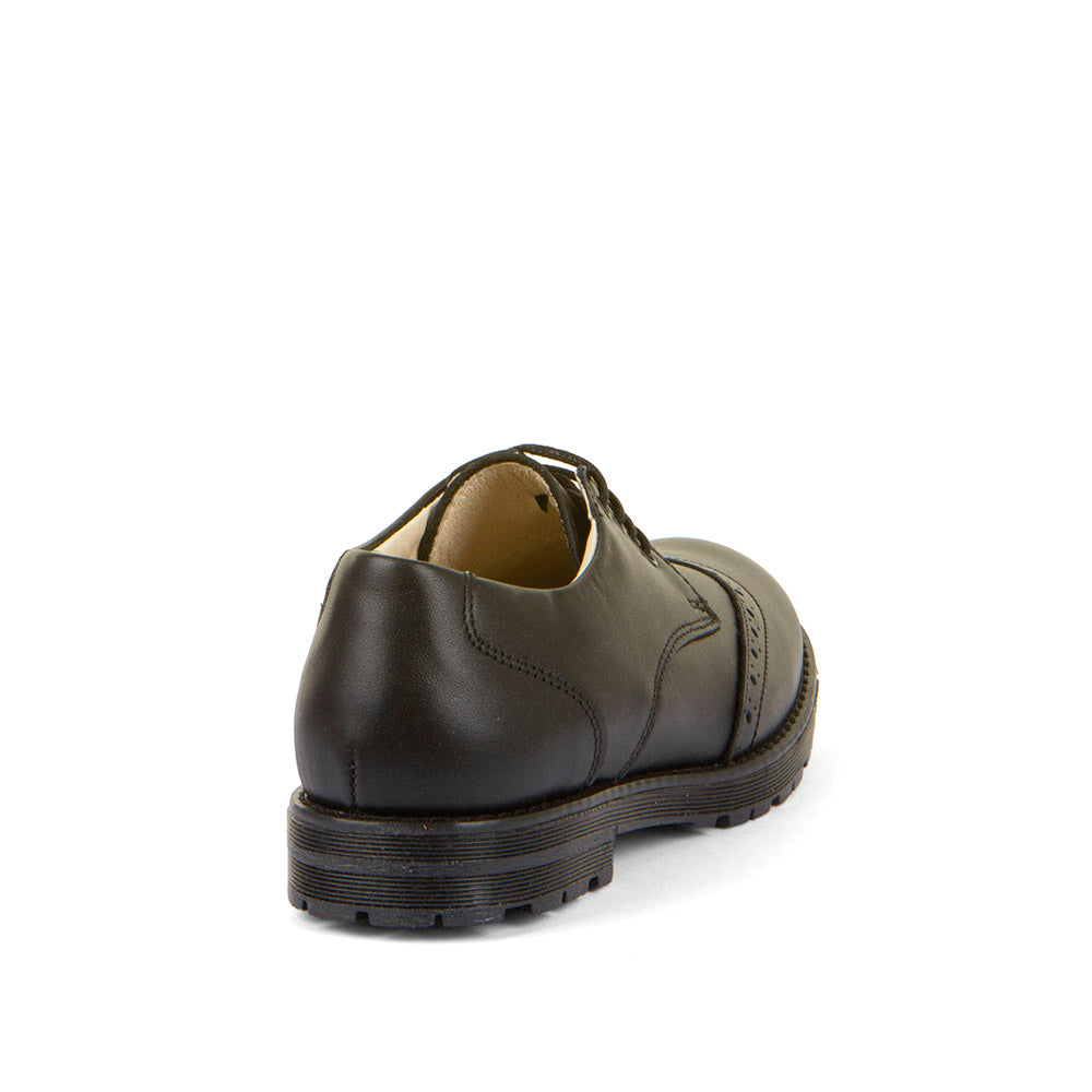 Charlie Black Leather Brogue Lace Up School Shoe