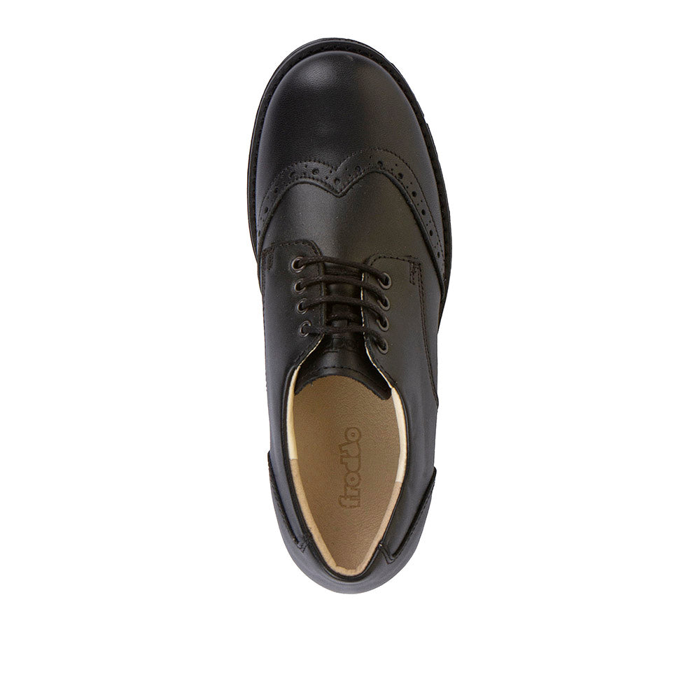 Charlie Black Leather Brogue Lace Up School Shoe