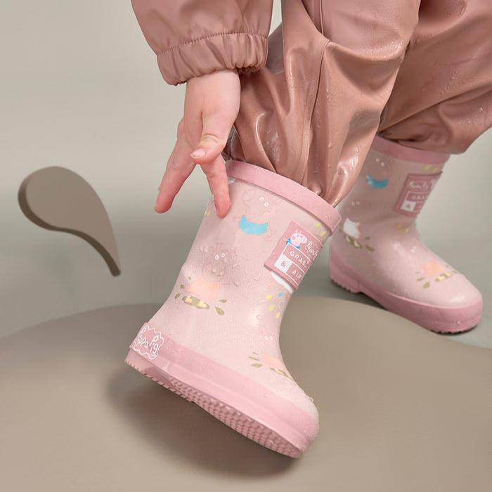 Peppa Pig Pink Colour Changing Teddy Fleece Lined Winter Wellie with bag