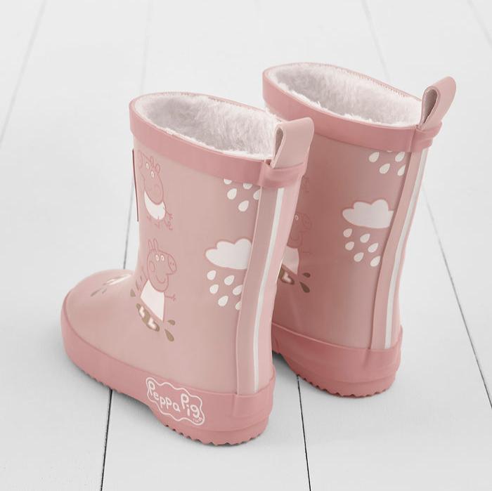 Peppa Pig Pink Colour Changing Teddy Fleece Lined Winter Wellie with bag