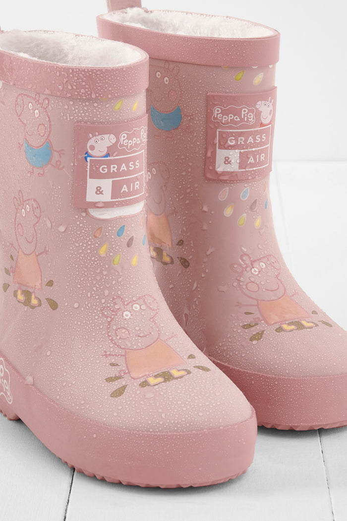 Peppa Pig Pink Colour Changing Teddy Fleece Lined Winter Wellie with bag