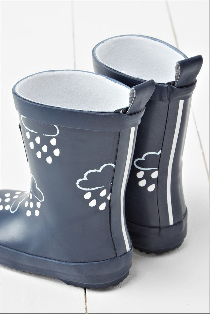 Colour Changing Cloud Wellie Navy with bag