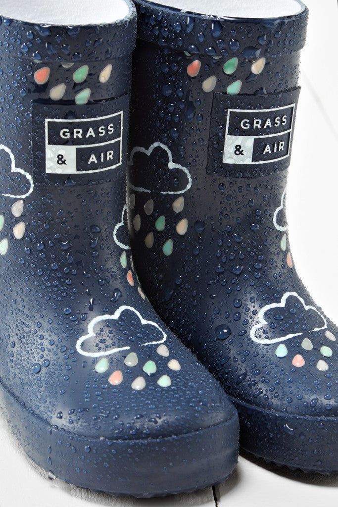 Colour Changing Cloud Wellie Navy with bag