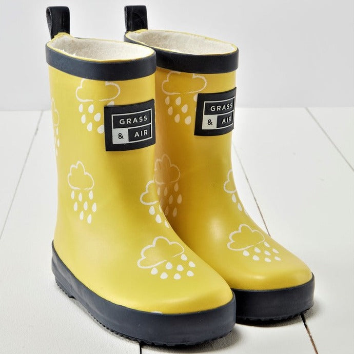 Colour Changing Cloud Wellie Yellow with bag