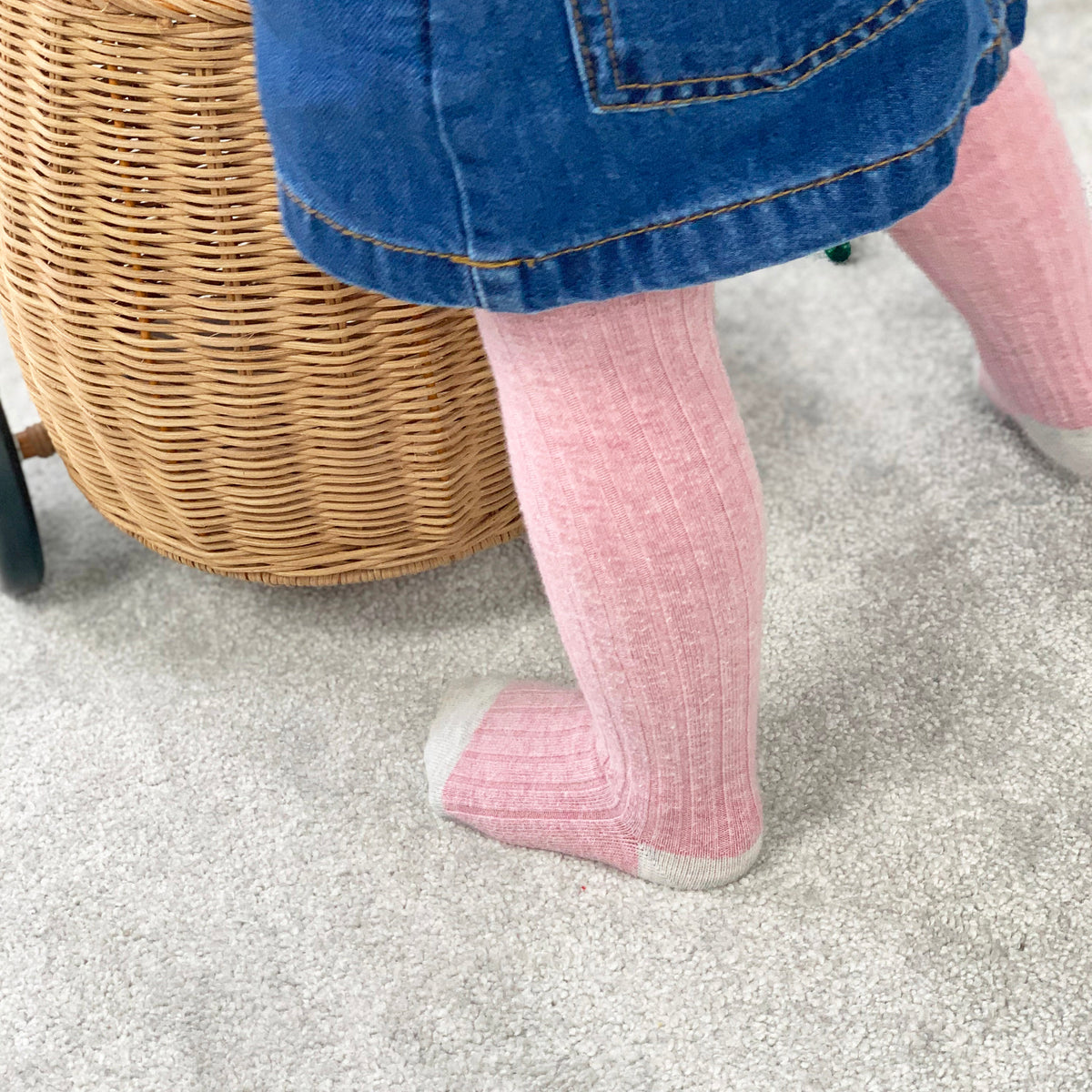 Dusty Pink Baby And Toddler Non Slip Super Soft Ribbed Tights