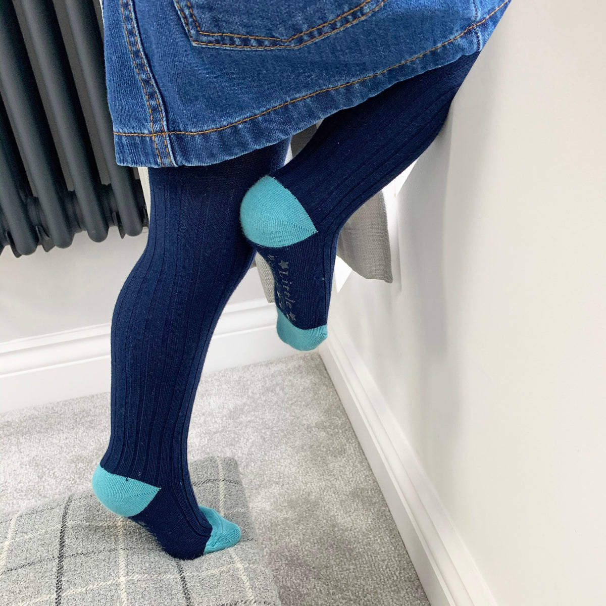Navy Baby And Toddler Non Slip Super Soft Ribbed Tights