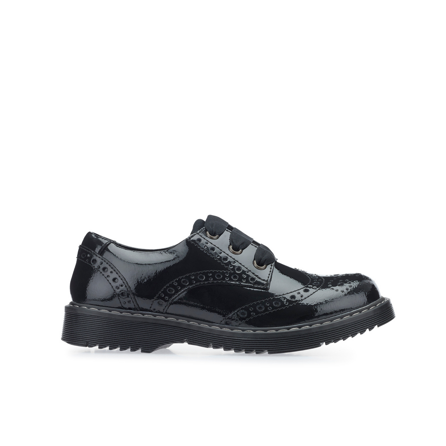 Impulsive Black Patent Leather Lace-up Girls School Shoe