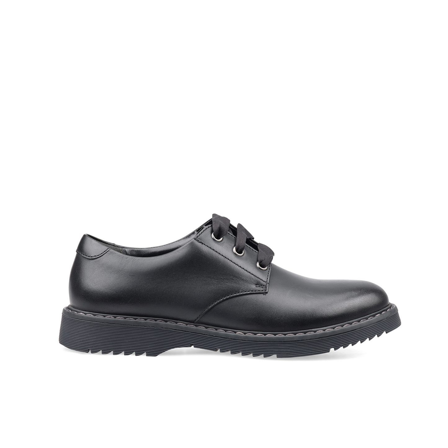 Impact Black Leather Lace-up Girl's or Boy's School Shoe