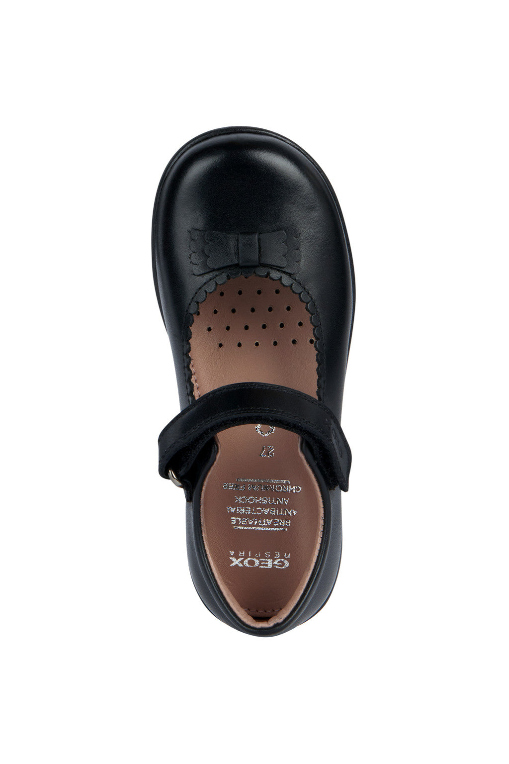 Naimara Bow Black Leather Mary Jane Style Girl's School Shoe
