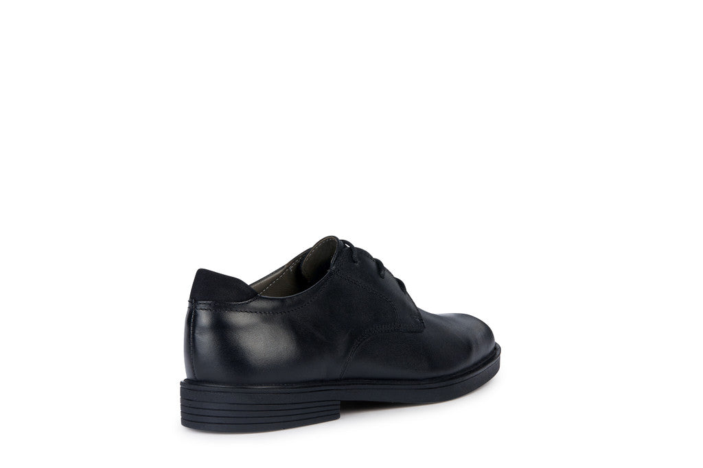 Zheeno A Smooth Black Leather Lace-up Boys School Shoe