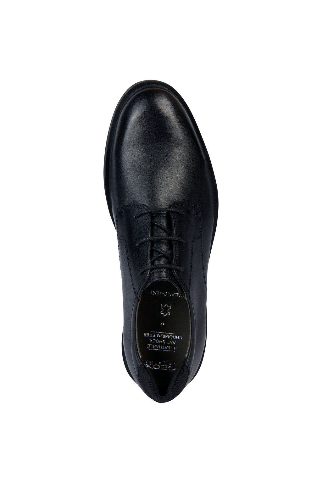 Zheeno A Smooth Black Leather Lace-up Boys School Shoe