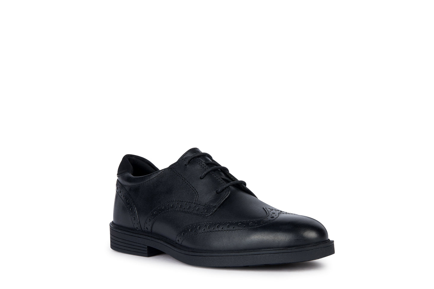 Zheeno B Black Leather Brogue Lace-up Boys School Shoe