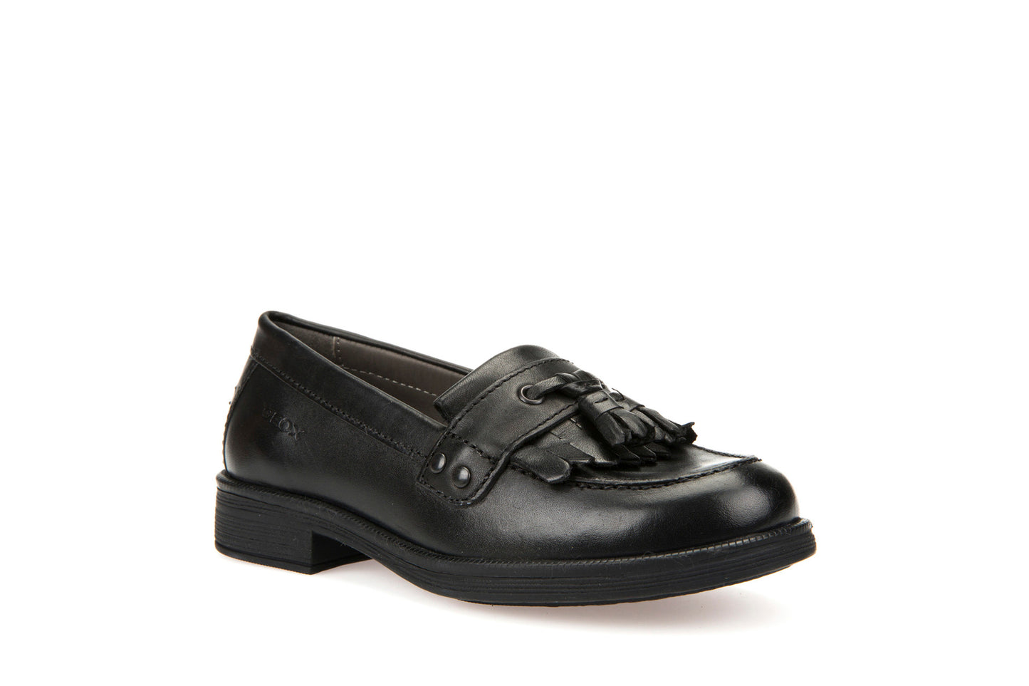 Agata Loafer With Tassel Black Leather Girls School Shoe