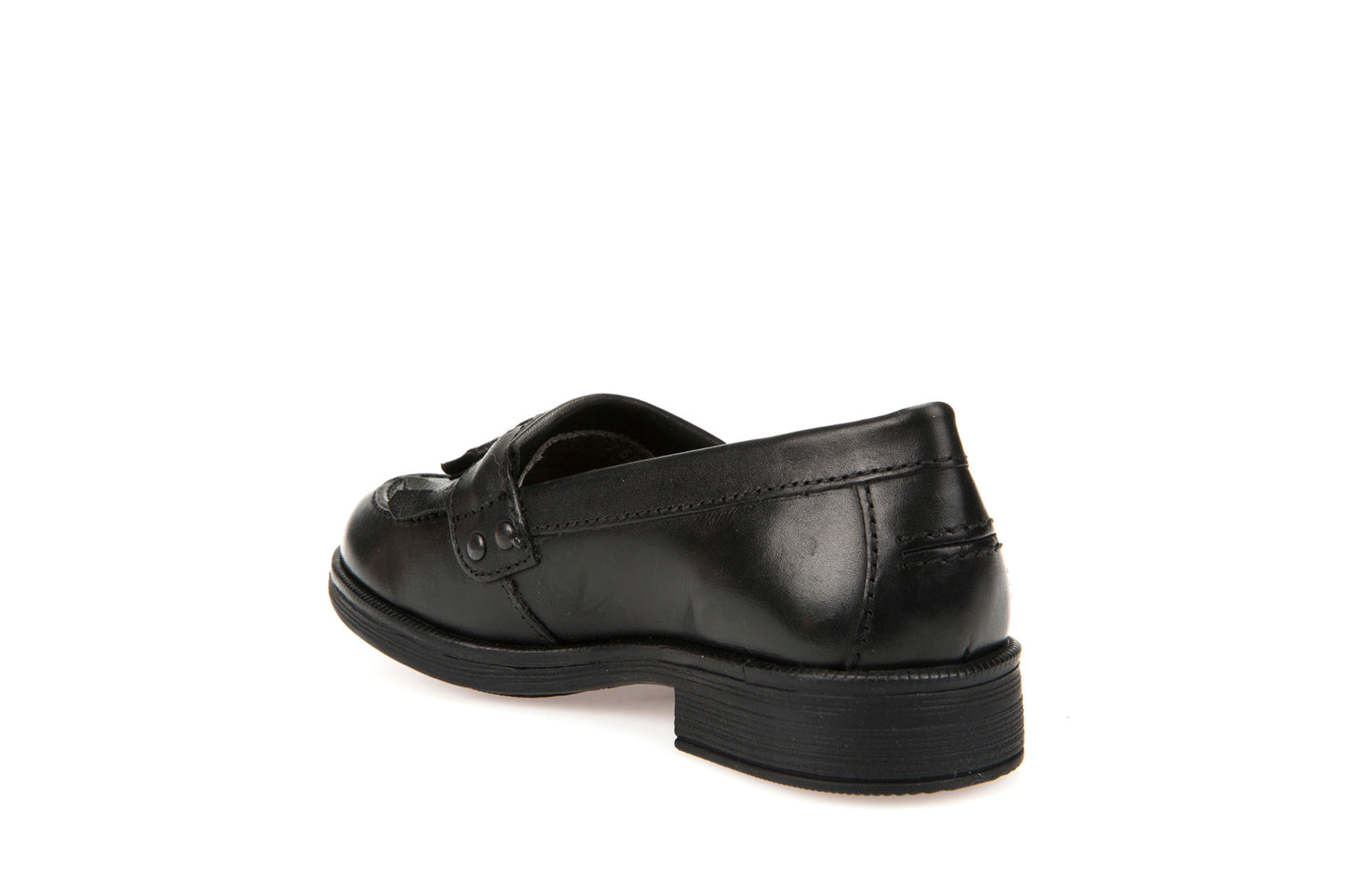 Agata Loafer With Tassel Black Leather Girls School Shoe