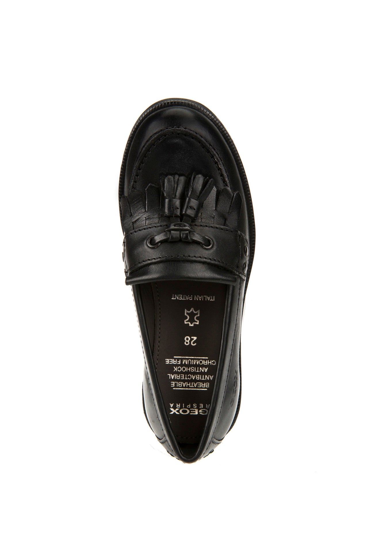 Agata Loafer With Tassel Black Leather Girls School Shoe