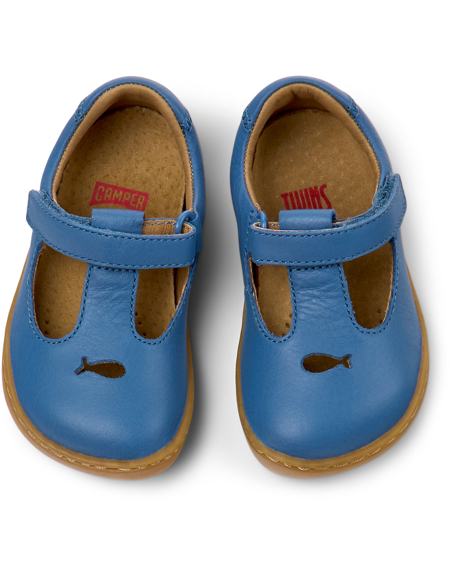Peu Cami Blue Leather Girls T-Bar Twins Shoe