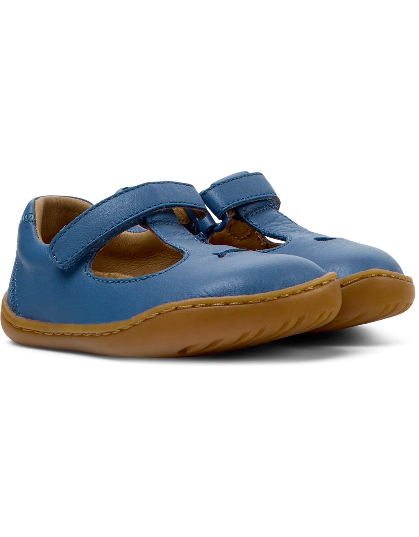 Peu Cami Blue Leather Girls T-Bar Twins Shoe