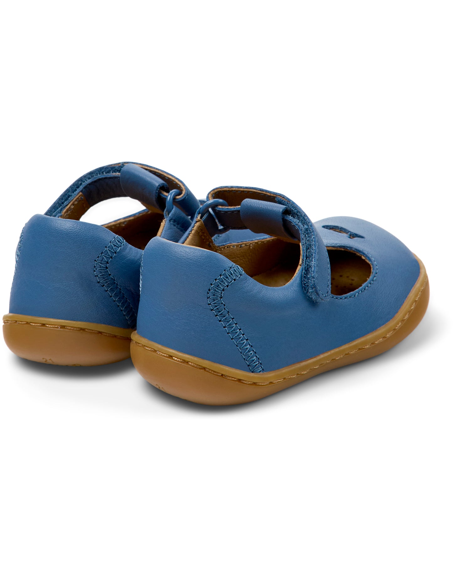 Peu Cami Blue Leather Girls T-Bar Twins Shoe