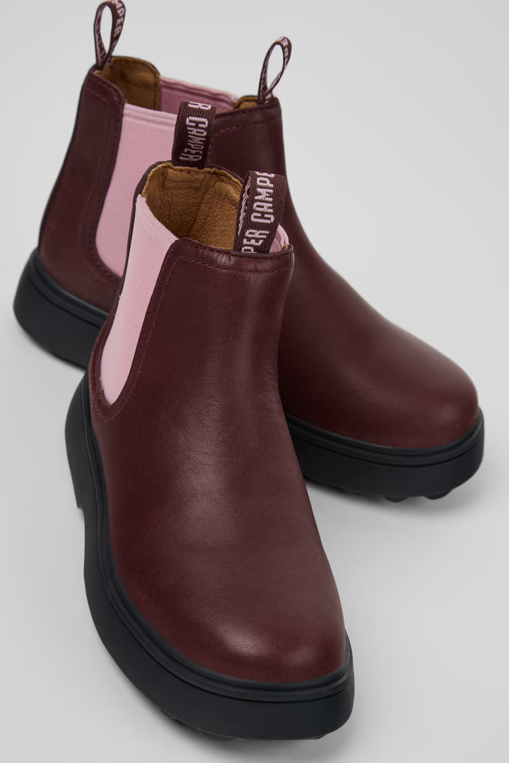 K Norte Kids Burgundy Leather Ankle Boots