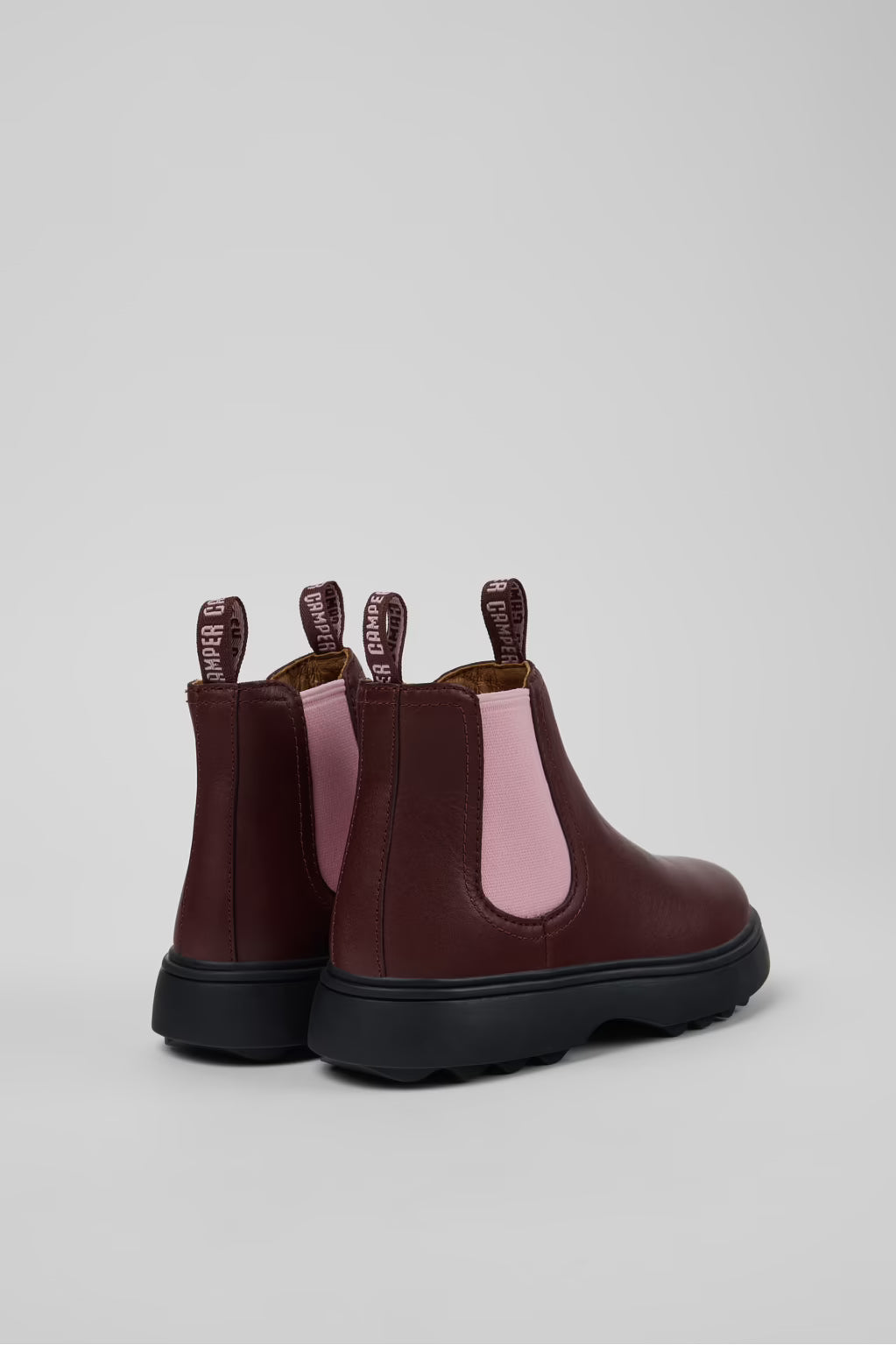K Norte Kids Burgundy Leather Ankle Boots