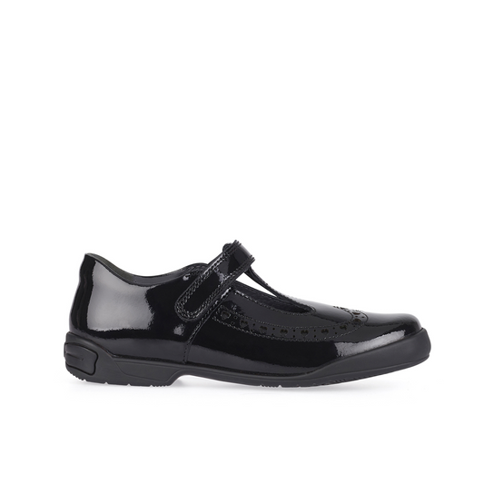 Leapfrog Black Patent Leather T-Bar Girls School Shoe