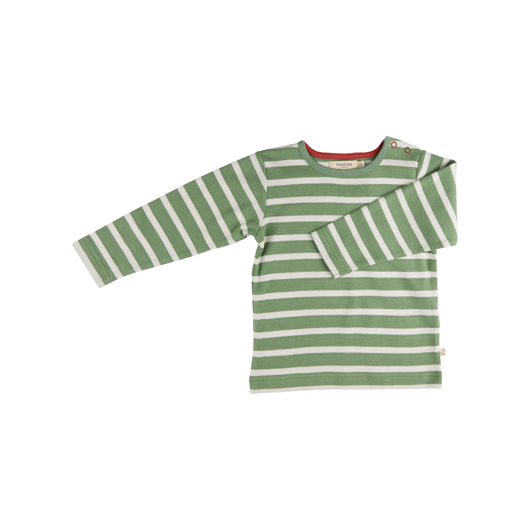 Long Sleeve T-Shirt Breton Stripe Green