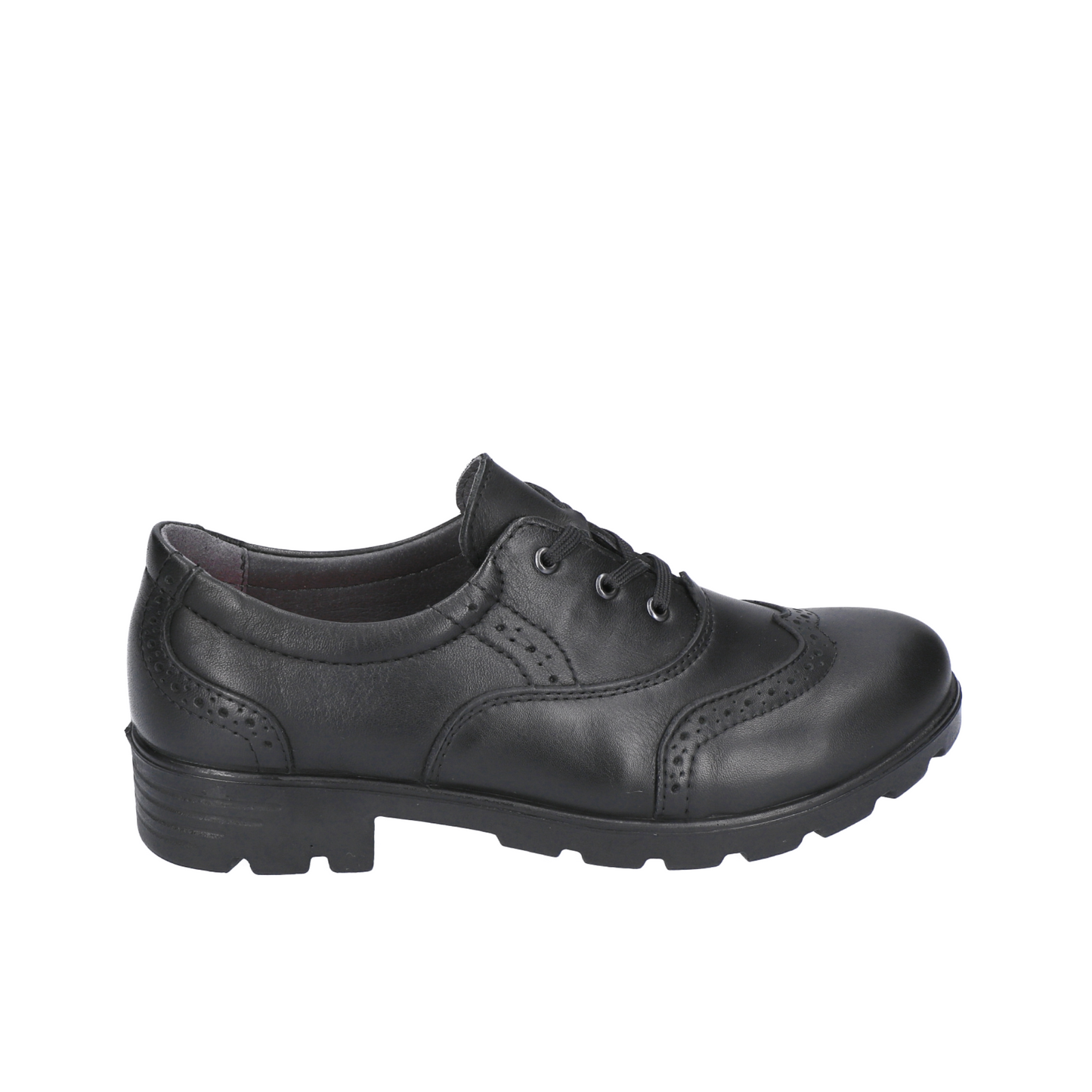 Lucy Black Leather Lace-up Girls School Shoe.
