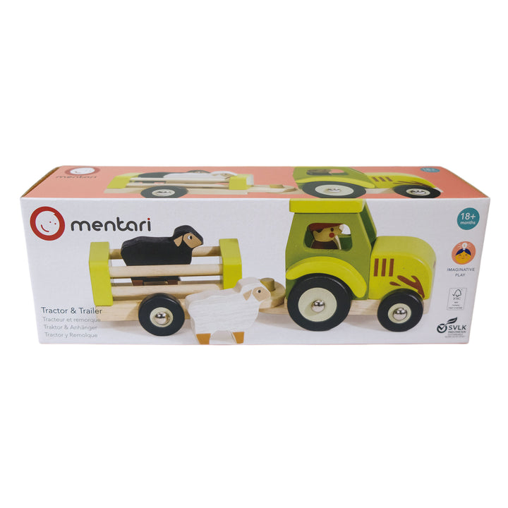 Farmyard Tractor and Trailer Wooden Toy