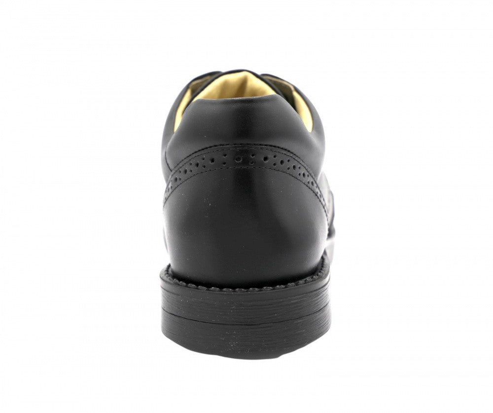 Moses Black Leather Lace-up Brogue School Shoe