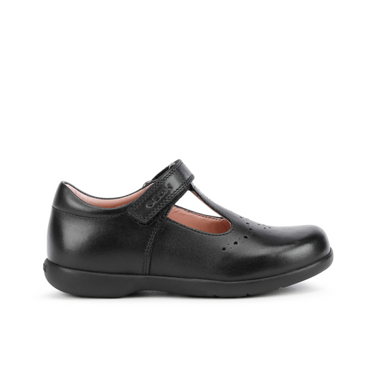 Naimara Black Leather T-Bar Girl's School Shoe