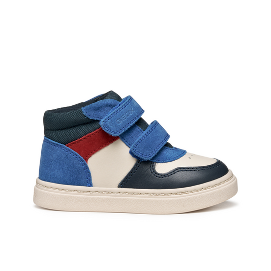 Nashik Toddler Boys Blue and Ivory Nappa Leather High Top boot