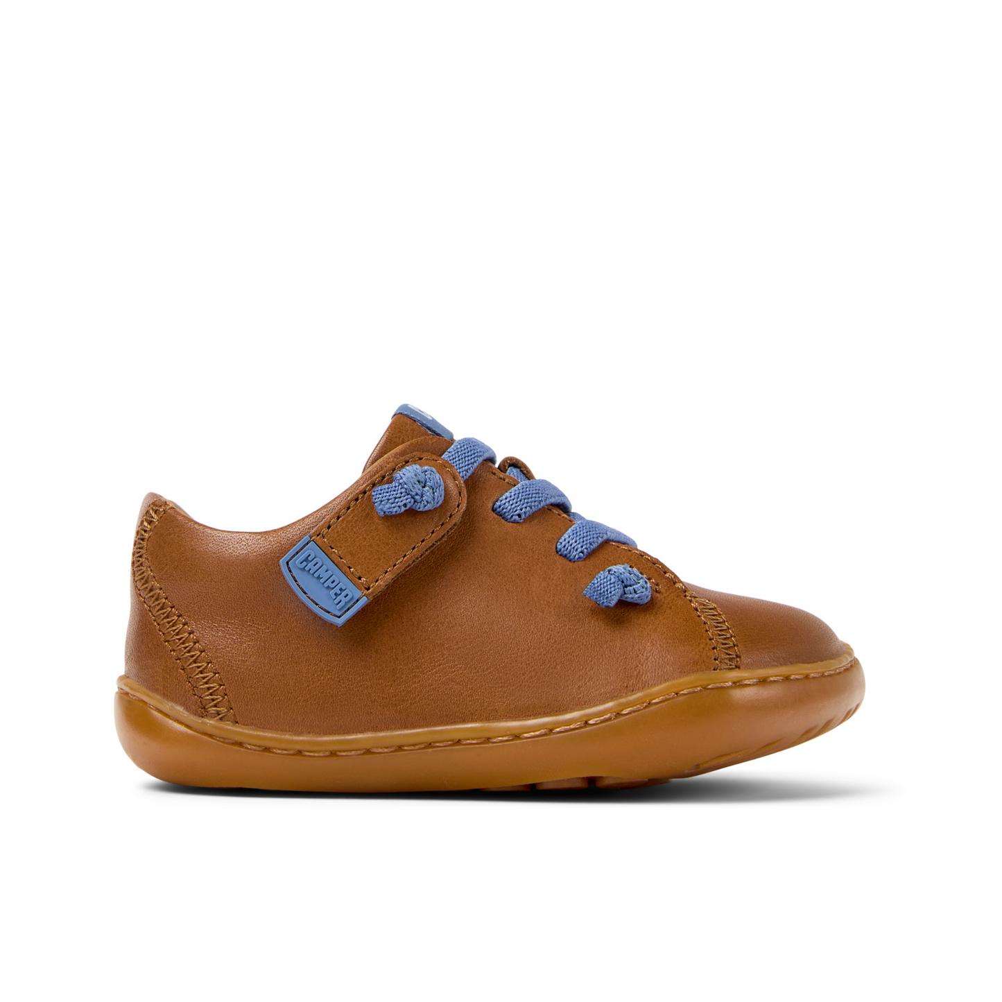 Peu Cami Tan Brown Leather Elastic Lace First Walker Shoe