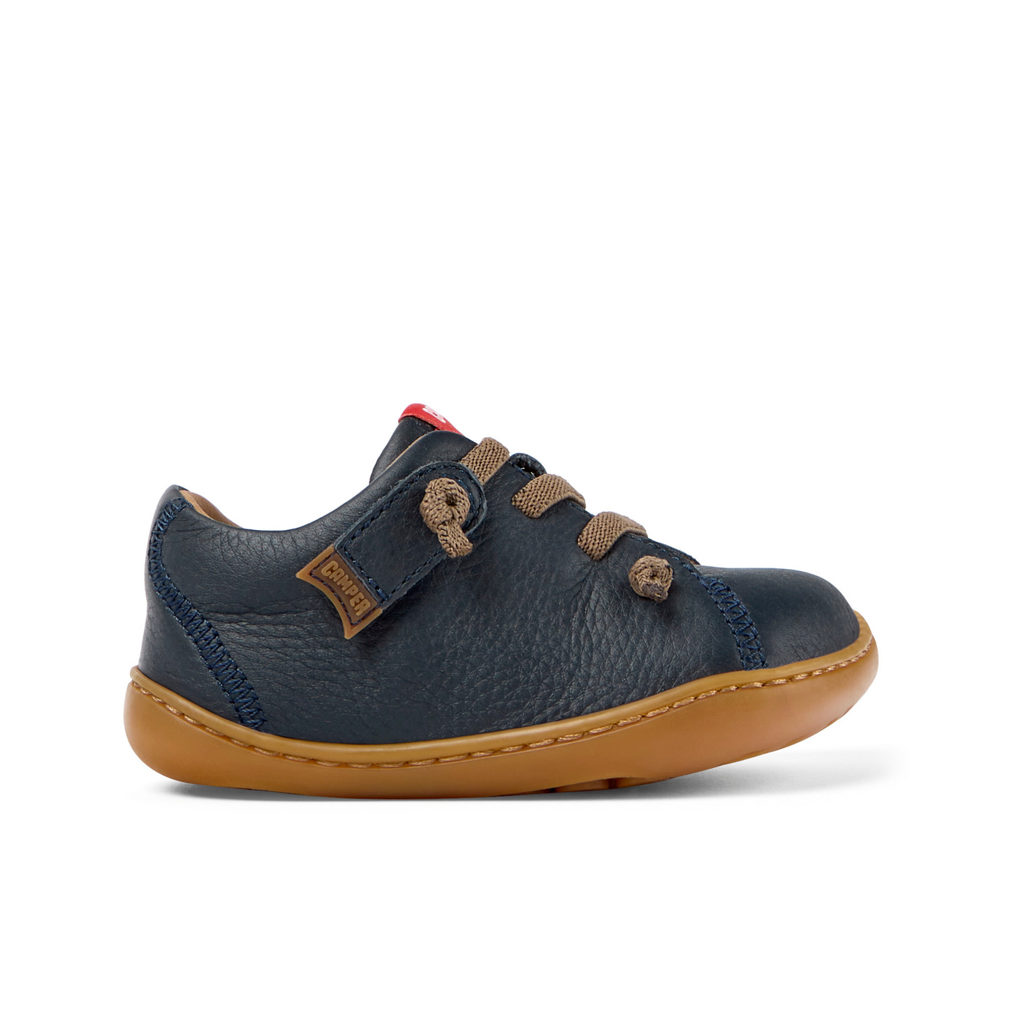 Peu Cami Navy Leather Elastic Lace First Walker Shoe