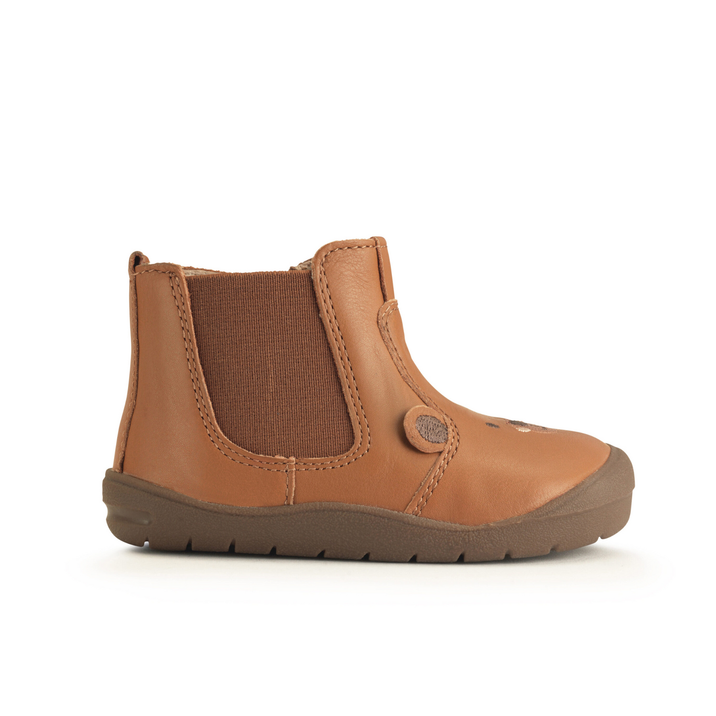 Rustle Tan Leather Bear Zip-up First Walking Boots