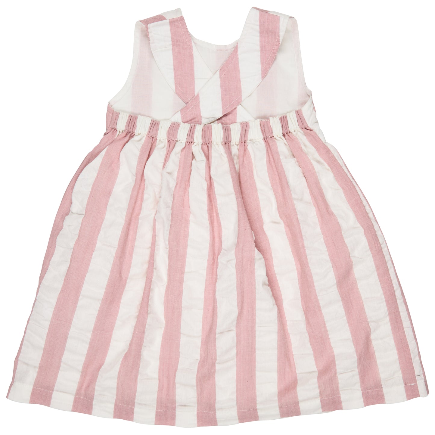 Cross-back Dress Pink Seersucker Wide Stripe