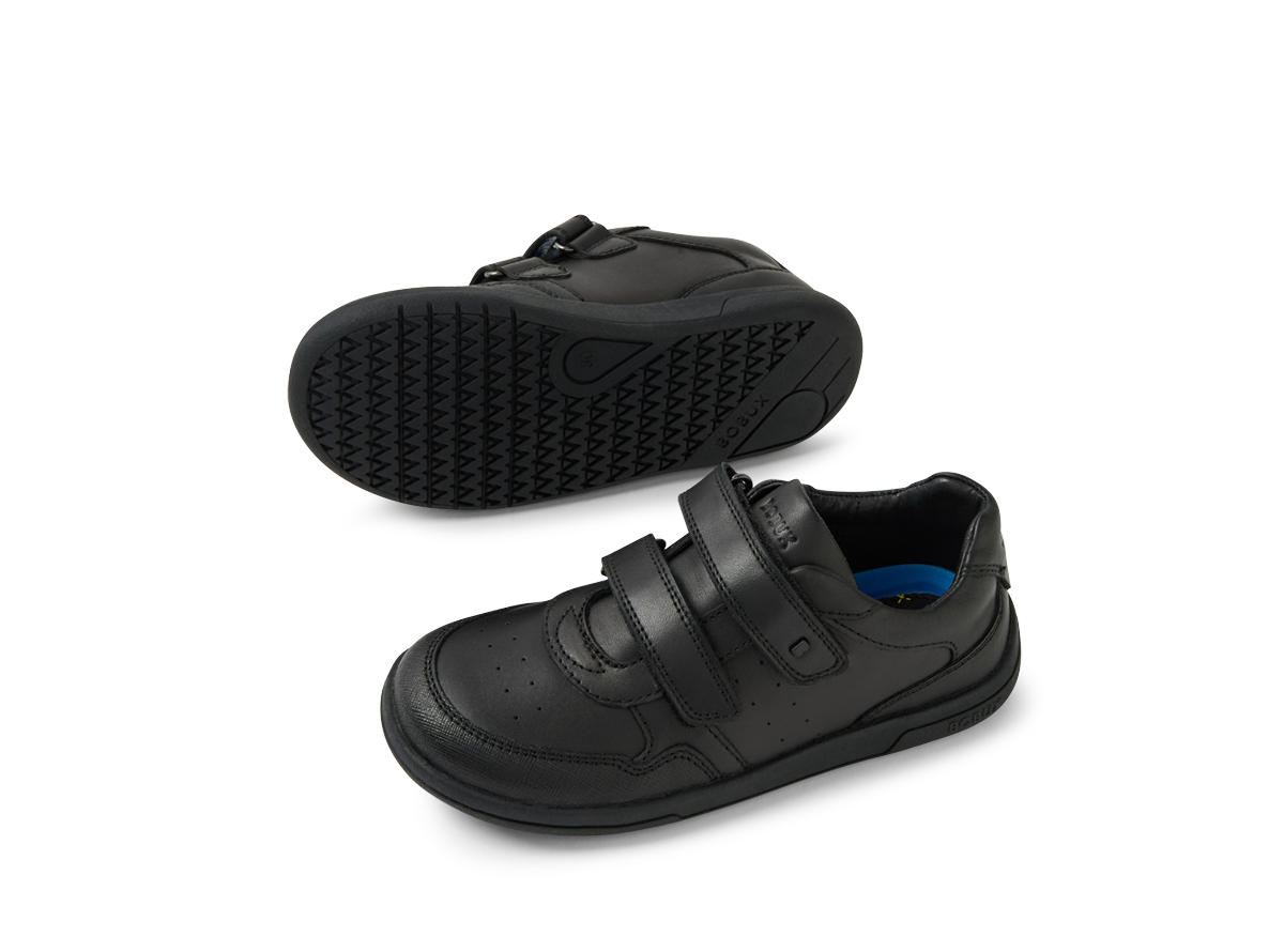 Scoot Black Leather Covered School Shoe