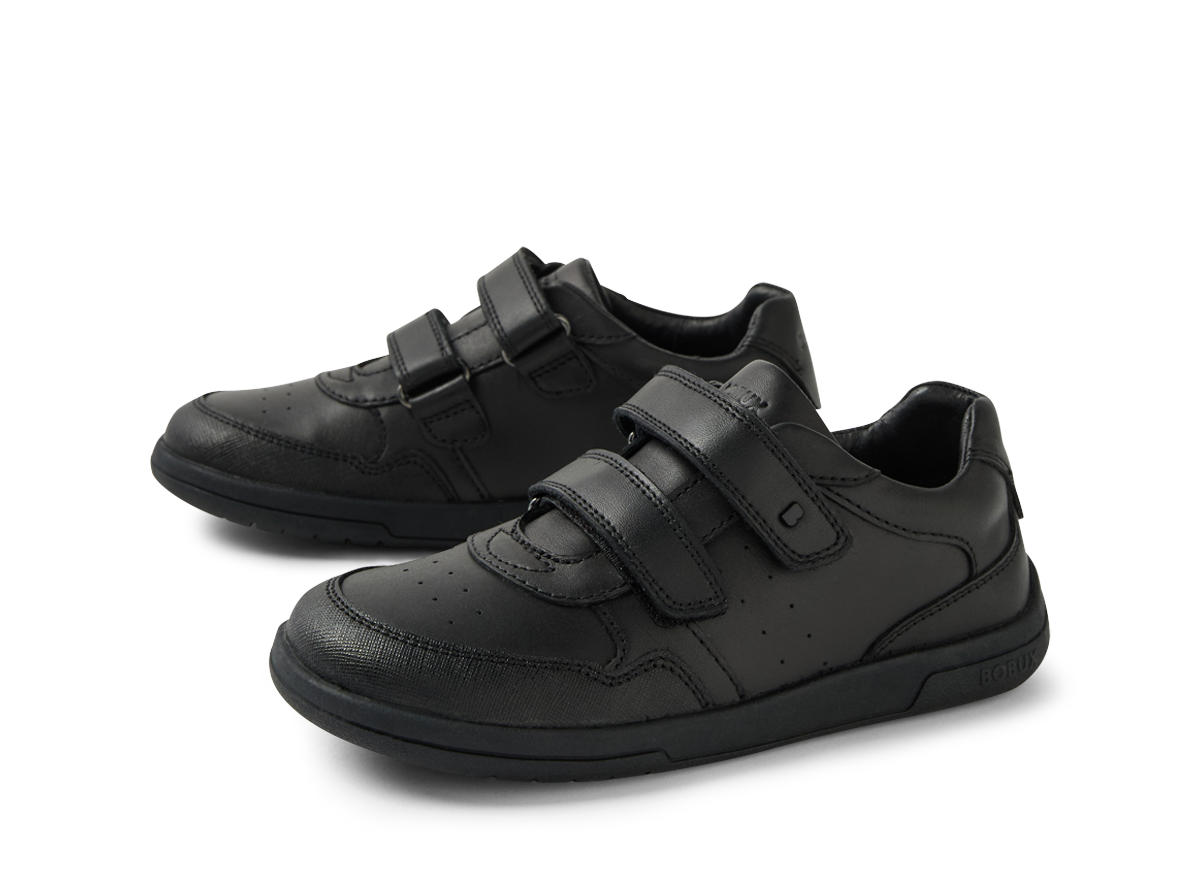Scoot Black Leather Covered School Shoe