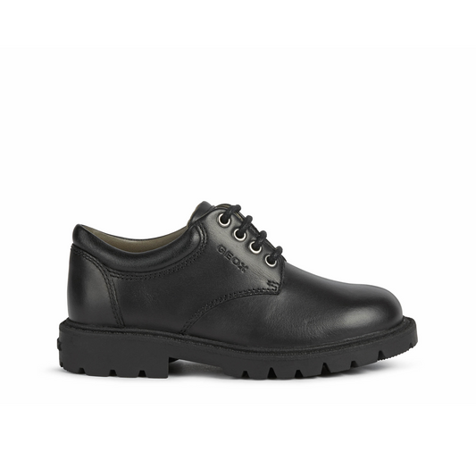 Shaylax Black Leather Boys Lace Up School Shoe