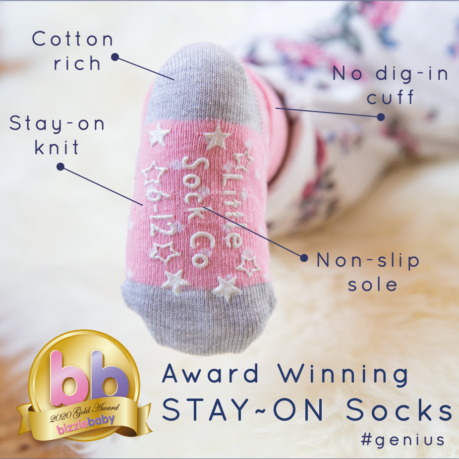 Sporty Pop Pink Organic Non Slip Stay On Socks