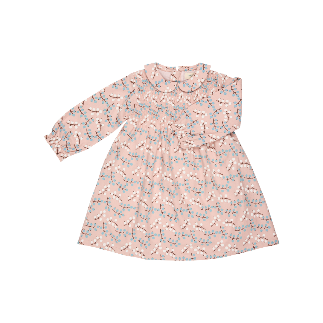 Smocked Dress With Peter Pan Collar Winter Berry