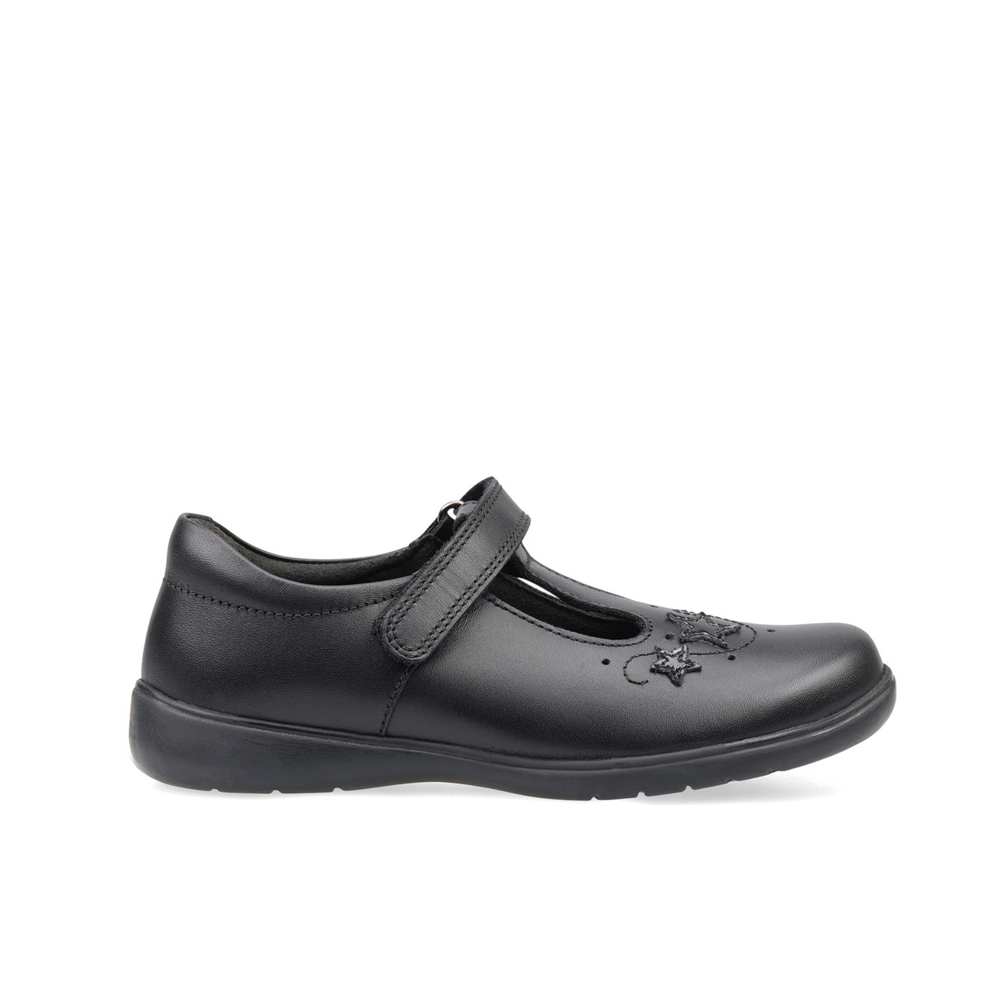 Star Jump Black Leather T-Bar Girl's School Shoe