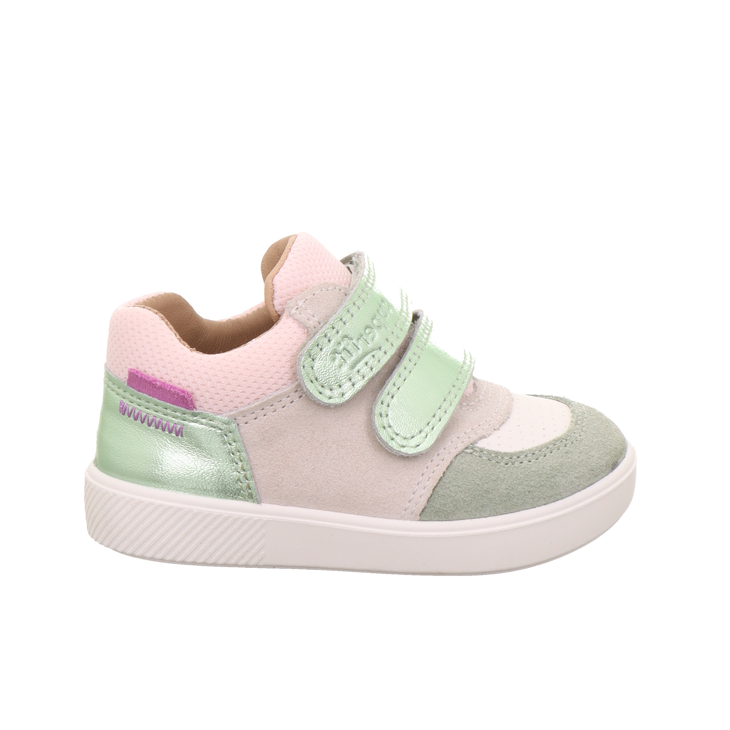 Supies Pink And Metallic Green Suede And Leather Sneaker Shoe